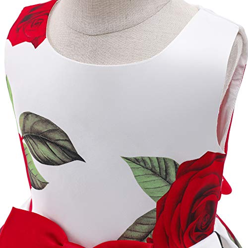 Uhnice Flower Girl Sleeveless Floral Print Dress for Wedding Party4