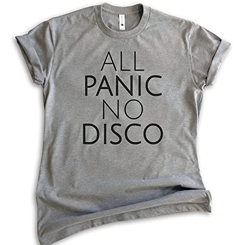 Generic Evertree Clothing All Panic No Disco Shirt, Unisex Women s Men s Shirt, Anxiety Shirt, Nervous Shirt, Introvert Shirt, Dark Heather Gray, Medium