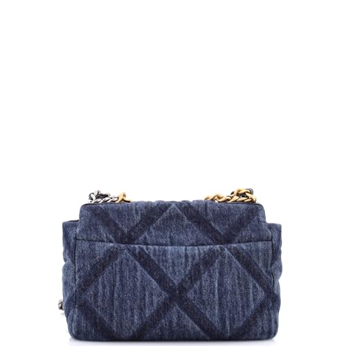 Pre-Loved 19 Flap Bag Quilted Denim Medium, Blue3
