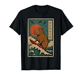 Photo Gallery giapponese capybara surfing wave grande onda bambini uomini donne maglietta Photo Gallery giapponese capybara surfing wave grande onda bambini uomini donne maglietta