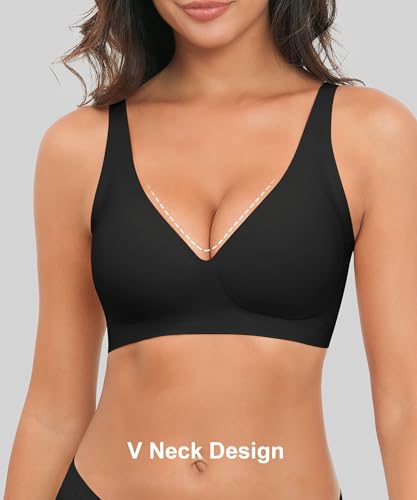 Image of Xcutting Bra for Women Wireless No Underwire Seamless Full Coverage Deep V Bralettes Everyday Comfortable Soft