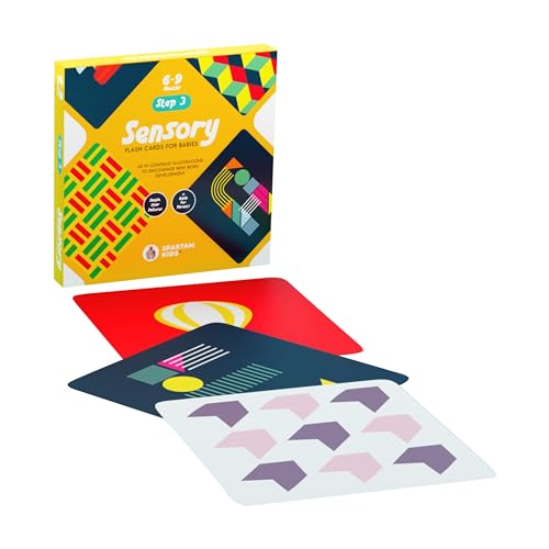 Image of SPARTAN KIDS Sensory Flash Cards for New Born Babies | Hi Contrast Illustrations to Encourage Infants Development Black & White Flash Cards for Age 6 to 9 Months | 40 Flash Cards