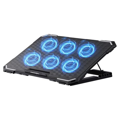 Image of ICE COOREL Laptop Cooling Pad with 6 Cooling Fans, Laptop Cooler Stand with 6 Height Adjustable, Laptop Fan Cooling Pad for 12-17 Inch,Two USB 2.0 Port, The Wind Speed Adjustable [2022 Version]