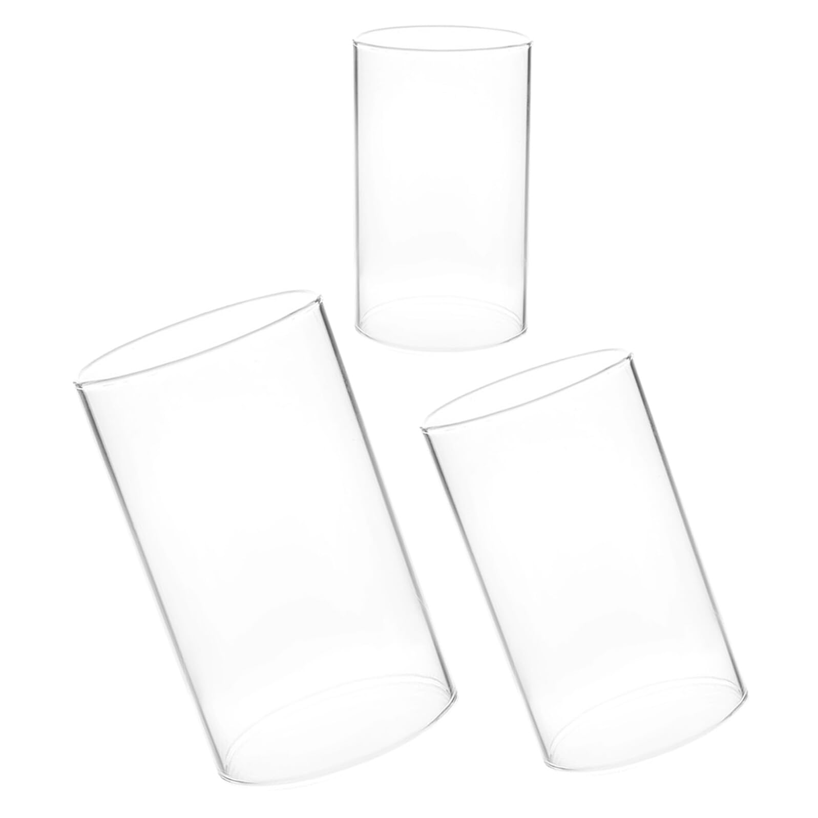 3 Pièces Bougeoir en Verre Borosilicate Transparent -Jour Cylindrique Droit pour Bougies -Plat Résistant à Haute Température, pour Rassemblements Intérieurs