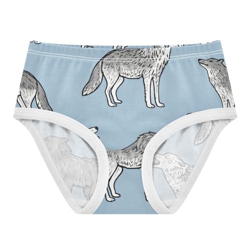 Wolves Poses Light Blue Little Girl Panties Toddler Girls Underwear Cotton Animal Briefs Underpants 2t