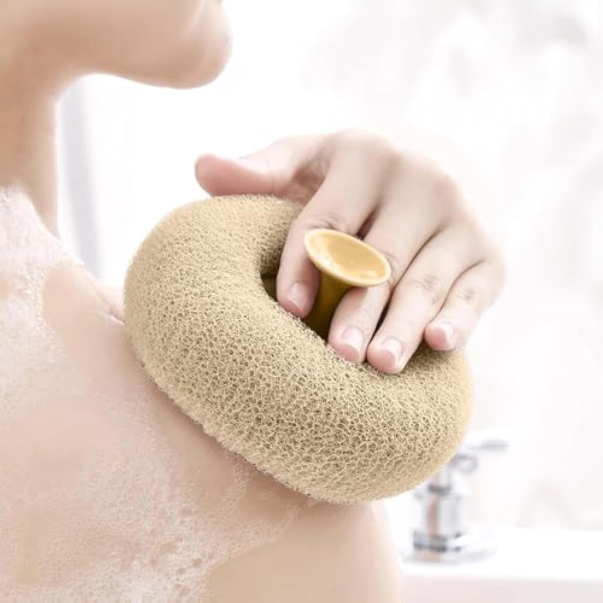 Mesh Loofah Body Scrubber & Massager with Central Handle