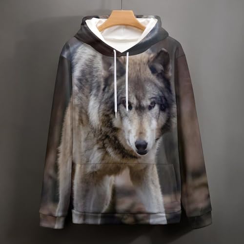 Sweats à capuche loup contre le froid avec ce pull unisexe confortable manche longue S