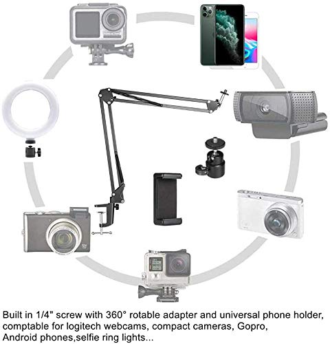 SHOPEE Desk Webcam Stand 8" Selfie Ring Light Stand Set with Phone Holder for YouTube Video Meeting Video Conference Online-Class Compatible for... - Image 2