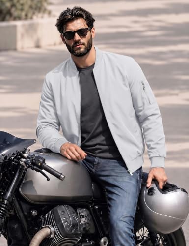 Image of MAGCOMSEN Men's Jacket Lightweight Windbreaker Bomber Jacket Windproof Casual Jacket Zip Up Coats Outwear with 5 Pockets