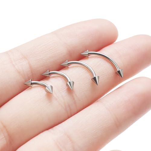 Dyknasz Internally Threaded Eyebrow Piercing Jewelry Titanium Curved Barbell Tiny Eyebrow Ring Vertical Labret Lip Jewelry Ear Rook Small Belly Button Ring for Women Men 16g 6mm/8mm/10mm/12mm4