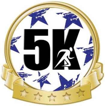 Crown Awards 5K Running Banner Pin, Gold Running Pins