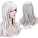 AKStore Women's Heat Resistant 28-Inch 70cm Long Curly Hair Wig with Wig Cap, White