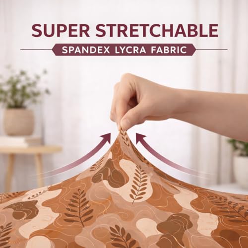 Image of STITCHNEST 'Contour Fit Series' Stretchable Printed Wooden Sofa Cover (Pack of 2) - Elastic Wooden Chair Cover | Wooden Sofa Seat Cover | Size - 20-21 x 20-21 x 3-5 in