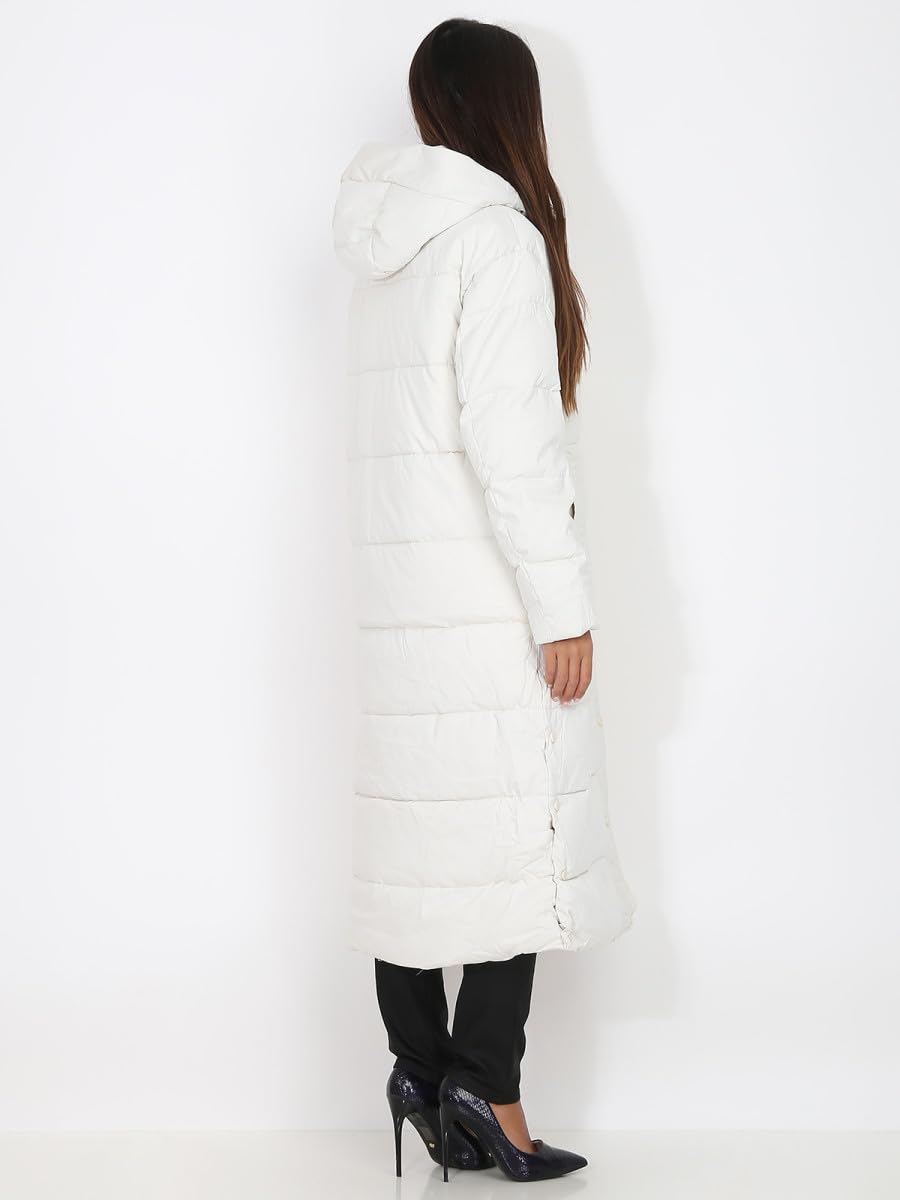La Modeuse - Piumino lungo Oversize con cappuccio con coulisse, beige, S