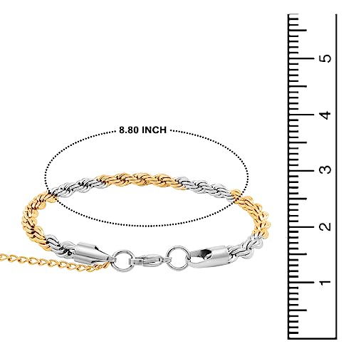 Stainless Steel Wrist Bracelet Combo (Gold Silver + Silver)