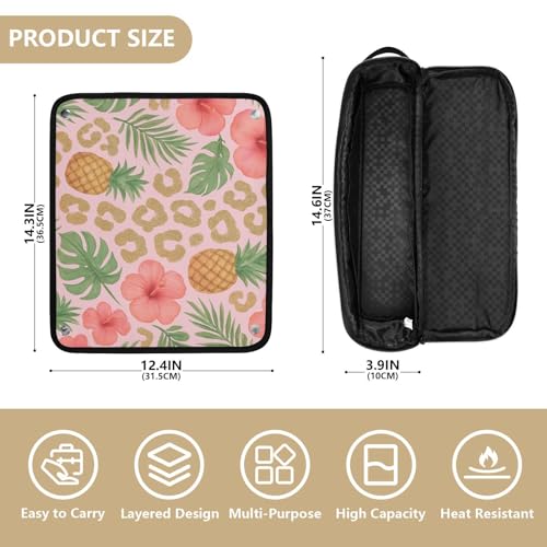Bolsa organizadora para herramientas de cabello con almohadilla resistente al calor, desmontable, estampado Safari Seasons Leopardo - Verano miniatura 4