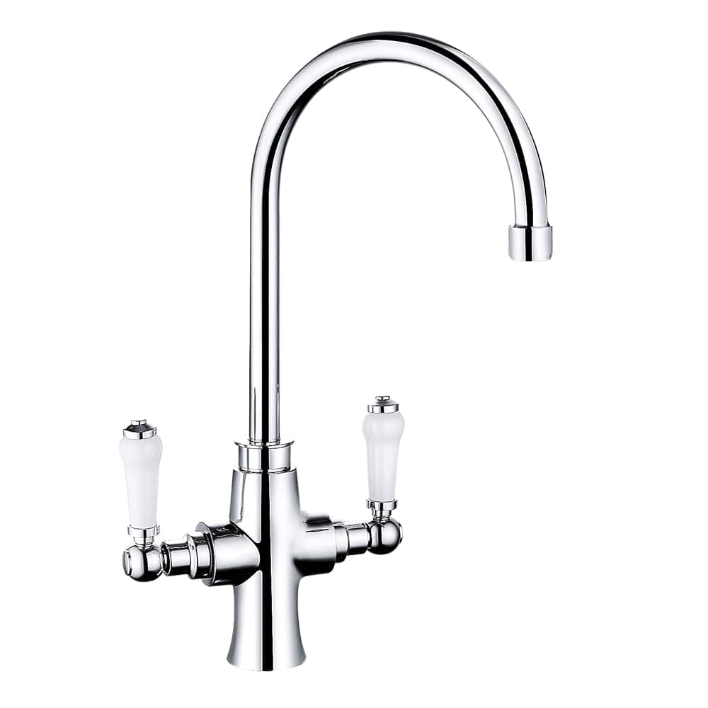 Balterley Traditional Dual Handle Kitchen Mixer Tap - Chrome - Silver