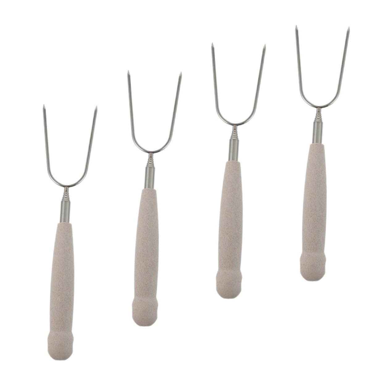 POPETPOP 4pcs Roasting -shaped Stainless Steel Skewers for Bbq Grilling Portable Meat Roasting Sticks for Outdoor Cooking -scald Handle Easy to Clean Grill Utensils