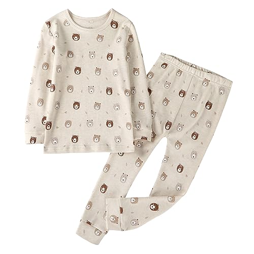 Image of Owlivia 100% Organic Cotton Baby Long Sleeve Pajama Sets, Toddler Boy Girl 2-Piece Sleepwear