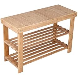 Estanteria Zapatos Madera KKTONER Zapato de bambú para Zapatos diseño 2 en 1 para Entrada baño Pasillo Color Natural ecológico