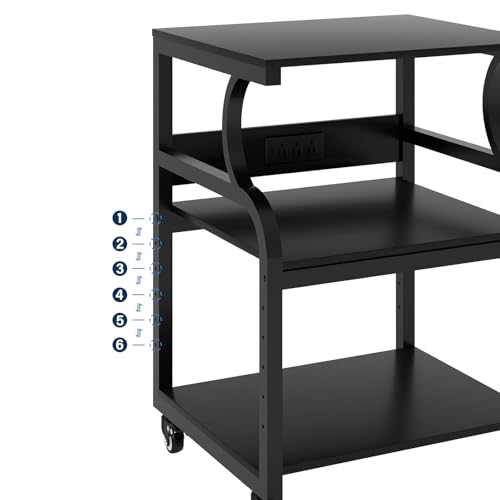 Image of Natwind 3 Tier Large Printer Stand, 24 inchx20 inch, with Charging Station,Black