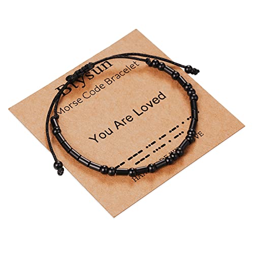 Morse Code Bracelets for Women Inspirational Gifts for Her Adjustable Black Adjustable Braided Men Bracelets Motivational Best Friend Birthday Gifts for Sister Daughter Mom Dad Christmas Jewelry…