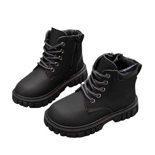 IWIHMIV Girls Hiking Boots Outdoor Booties Comfortable Boys Non Slip Fashion Work Ankle Boots with Lace Up Side Zipper2