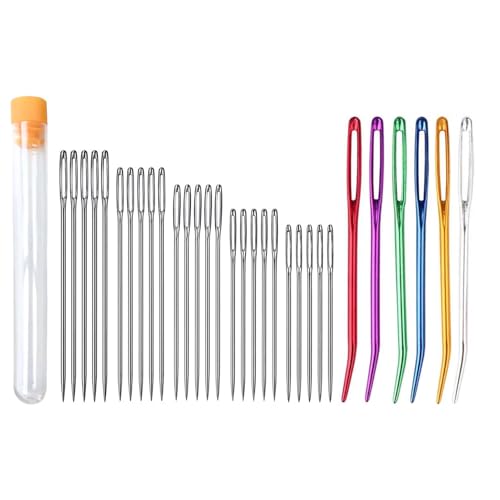 31 Pcs Aiguilles Couture Gros Chas, aiguilles émoussées à Gros Chas Aiguille A Laine À Coudre Émoussée À Bout Rond Broder à La Main Pour Le Point Croix...
