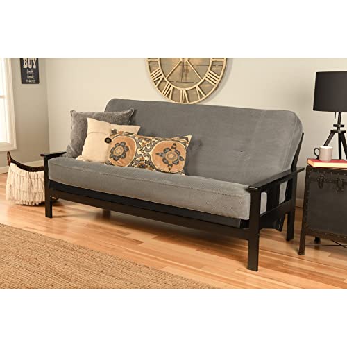Somette Monterey Black Futon Set With Mattress Suede Black Wood, Fabric Solid Mission & Craftsman, Rustic 8 In #TOP1