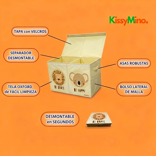 Miniatura 6 de Kissymino - Baúl Almacenaje Juguetes Infantil Con Tapa, Organizador Juguetes Infantil Plegable, Cesta Decorativa Dormitorio, Sala De Juegos Y Guardería, Juguetero Beige, Mediano