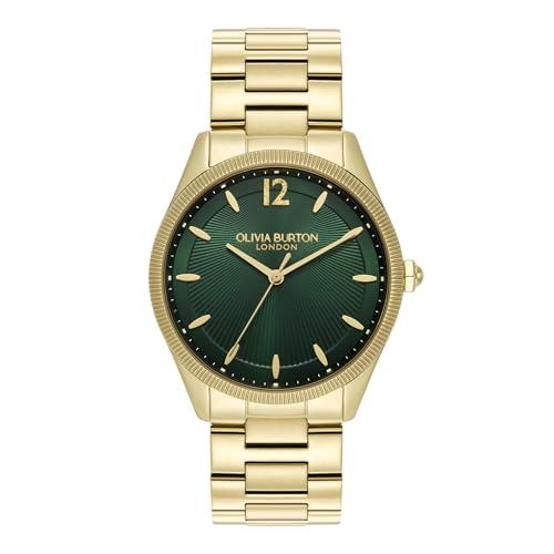 Olivia Burton Women's Radiate Gold Steel Quartz Basic Watch, 24000178, Forest Green, 38 mm