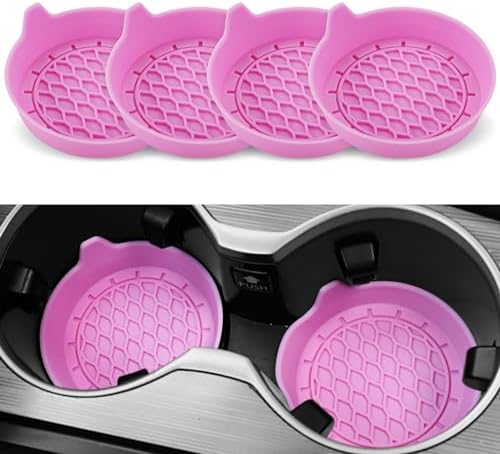 SINGARO Car Cup Holder Coaster, Silicone Cup Holder Insert, Universal Non-Slip Cup Holders, Car Accessories Interior for Women and Man 4 Pack Black 6