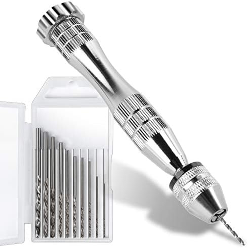Pin Vise for Resin Casting Molds, LEOBRO Steel Hand Drill, Resin Drill with 10 PCS Drill Bit, Precision Hand Drill Tools for Epoxy Resin Arts Crafts, Wood, Clay, DIY Resin Keychain Jewelry Making
