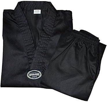 Farabi Taekwondo Uniforms Mix Martial Arts Gi Suits Outfit V Neck Black Poly Cotton Training Equipments 1/140, Black