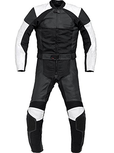 SleekHides Men's Fashion MotorCycle Real Leather Biker Suit Cow Black Medium