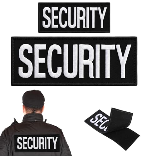 2 Pcs Security Patch for Vest Reflective Hook and Loop Security Patches for Officer Guard Uniforms Jacket Carrier Bag Hat (Black)