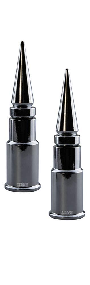 2 pc Chrome Spike Tire Air Valve Stem CAPS Cover in Heavy Gauge CNC Machined Billet Aluminum Short Compatible with Harley Davidson HD and Other Motorcycles Bikes Bicycles