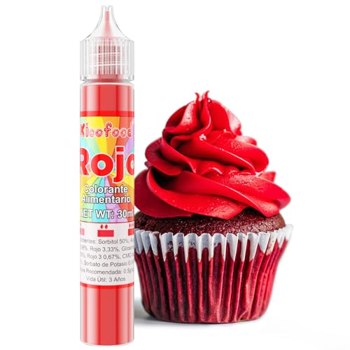 Colorante alimentar, 30 ml, corante alimentar líquido, concentrado Food Dye para Slime Making, Fondant, Icing, macaron, substituição (vermelho)