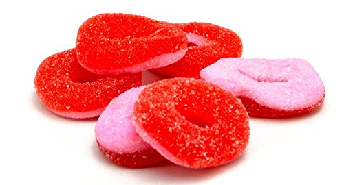Watermelon Gummi Rings 2 Pounds in a Resealable Container - Gummy Candy