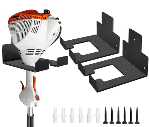 DOKU HOME Heavy Duty Garage Organizer Wall Hanger Weed Whackers Holder Wall Mounted Shed Organizer Trimmer Rack for Grass Garage Garden Tools Storage 2 Packs
