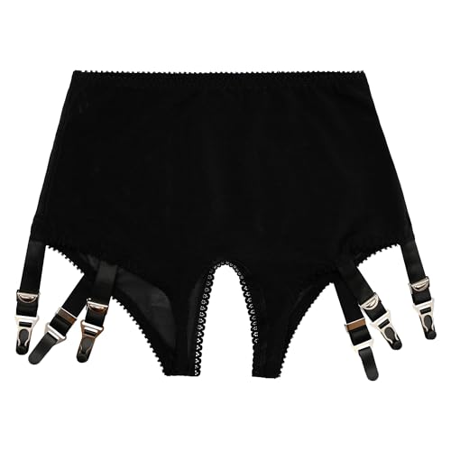 Porte-jarretelles à boucles métalliques réglables en maille fine et sensuelle