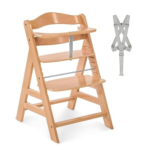 Hauck - Chaise-Haute Alpha+ - Grandit avec L'Enfant - Réglable en Hauteur - en Bois - Nature - Utilisable Jusqu'À 90 kg - Utilisable à Partir de 6 mois