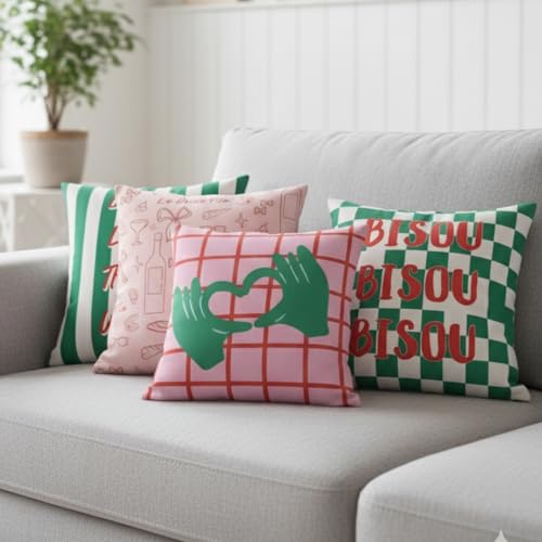 Image of Sleepy Threads Cushion Covers Set of 5 | 16 Inch X 16 Inch | Aesthetic Pop Design Cotton Blend Throw Pillow Cover | Multicolor Quirky Prints | Zipper Closure | Sofa Cushion Cover | Bedroom Home Decor