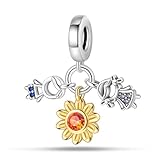 HUIPOJUE Flower Charms for Pandora Bracelets and Necklace Cubic Zirconia Dangle Beads for Women