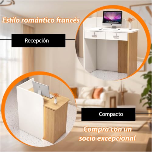 Mostrador de recepción con compartimentos para solucionar el desorden de cables 7