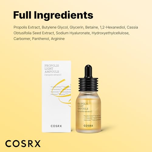 COSRX Propolis Ampoule, Glow Boosting Serum for Face with 73.5% Propolis Extract, 1.01fl.oz/30ml, Hydrating Essence for Sensitive Skin, Fine Lines, Uneven Skintone, Korean Skincare