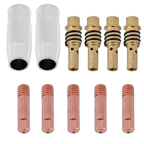 Yosoo Health Gear 11Pcs Contact Nozzle Tip Holder, 15AK MIG Welding Torch Nozzle Contact Tips Holder Kits for MB15 15AK MIG Welding Torch