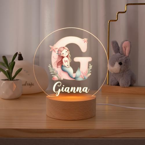 Lámpara de noche para niña sirena personalizada miniatura 5