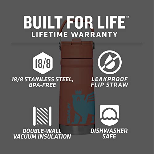 Stanley Classic Iceflow Flip Straw Tumbler For Kids (8 Or Above), 20Oz, Stan The Bear Stainless Steel , With Double-Wall Vacuum Insulation #TOP3