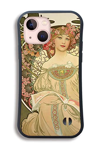 【耐衝撃グリップケース】 iPhone15互換 スマホケース ミュシャ ☆世界の名画☆ 四季 四つの花 夢想 王道十二宮 モエ・エ・シャンドン 花 女性 アール・ヌーヴォー 衝撃吸収 絵画 芸術 アート (夢想)